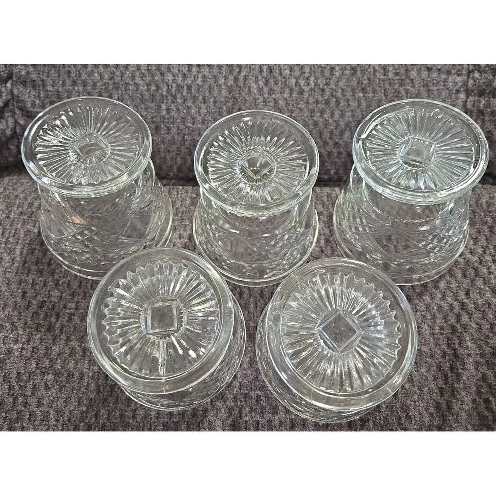 VINTAGE SET OF 5‎ CUT GLASS SHERBERT DESSERT CUPS PUDDING